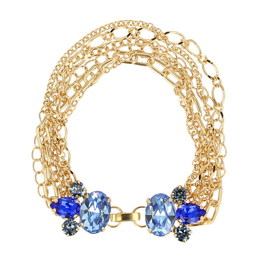 Francesca – Blauw Swarovski Kristal Armband met 24K Gouden Afwerking